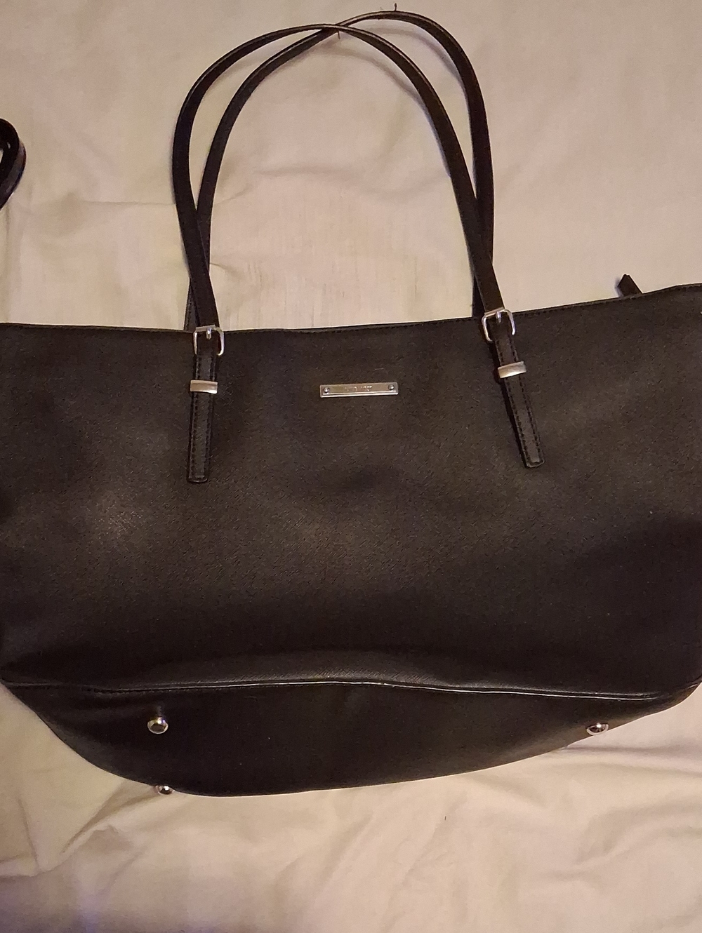 Nine West Black Tote with Silver-Tone Accents